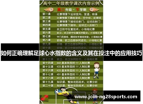如何正确理解足球心水指数的含义及其在投注中的应用技巧
